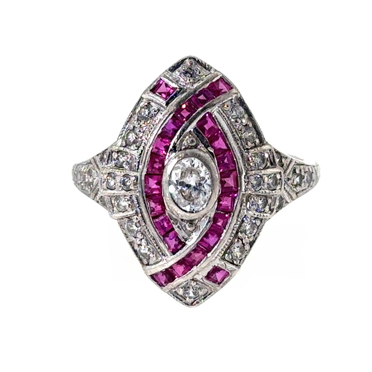 Vintage Style Stauer Sterling Silver Created Ruby CZ Ring Size 9