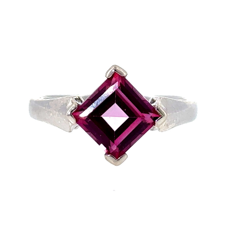 Sterling Silver Square Step Cut Pink Topaz Ring Size 6