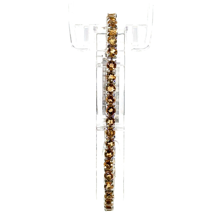 Sterling Silver Round Cut Citrine Tennis Bracelet