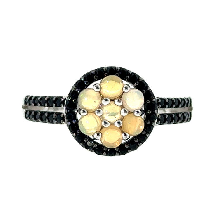 Sterling Silver Multi Stone Opal Cluster Ring Size 10