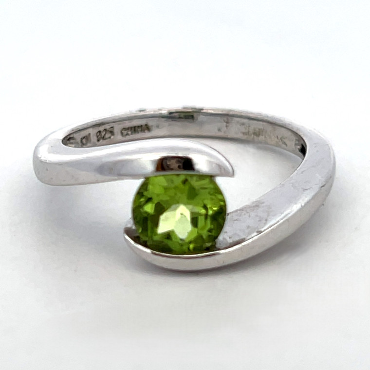 Sterling Silveer Peridot Bypass Band Ring Size 10