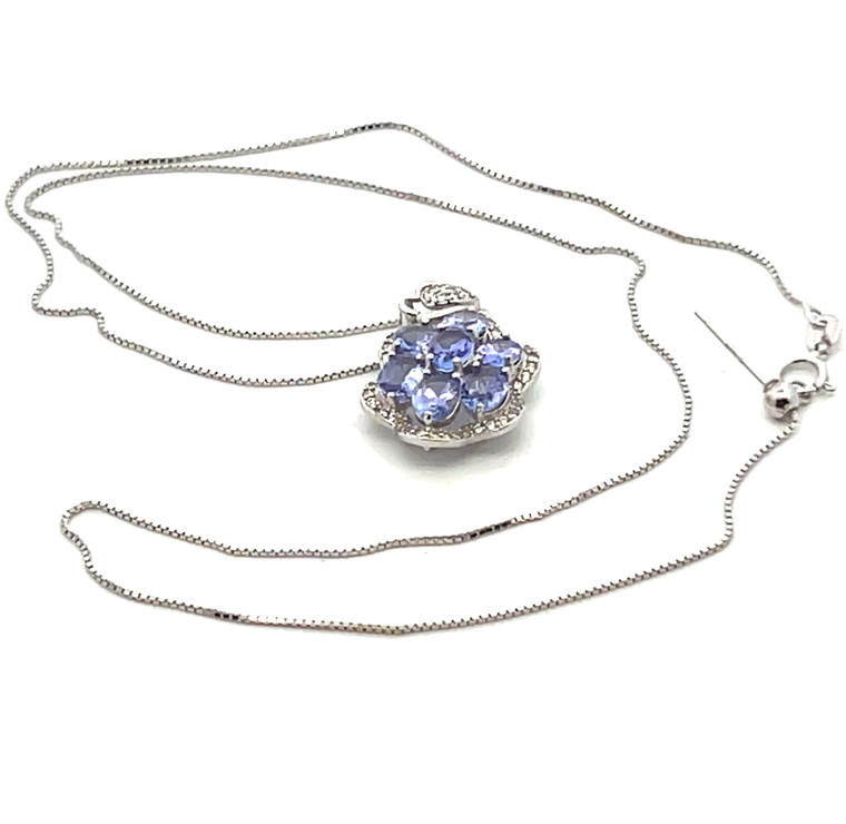 Sterling Silver Amethyst  White Saphire Necklace