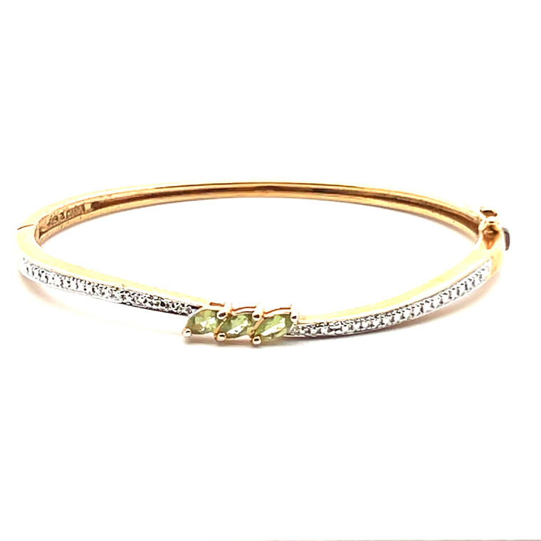Sterling Silver Peridot Wave Cuff Bracelet