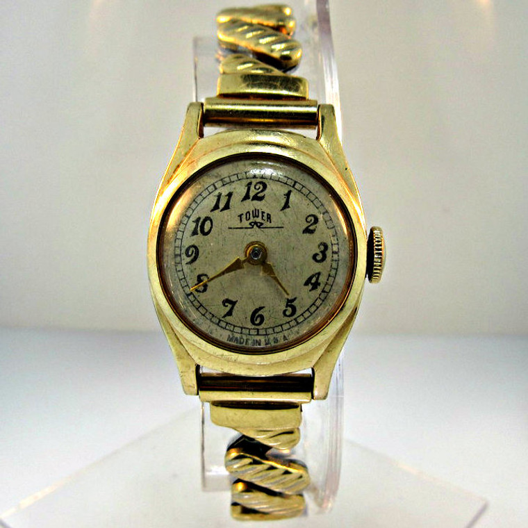 Antique Tower Watch with 10k Gold Filled and Stainless Steel Case and Band (300.3942E CB)