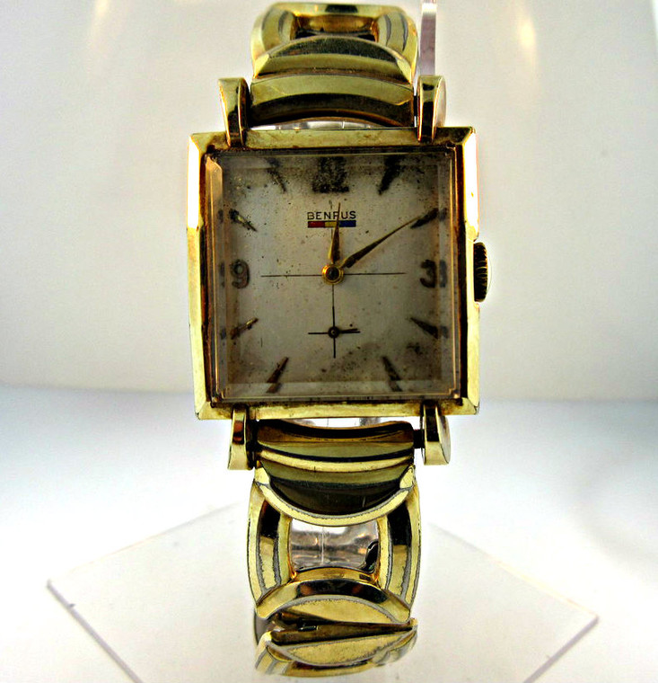 Antique Benrus Watch Co. Inc. 17 Jewels Watch with 10k Gold Filled and Stainless Steel Case and Band (300.3942J CB)