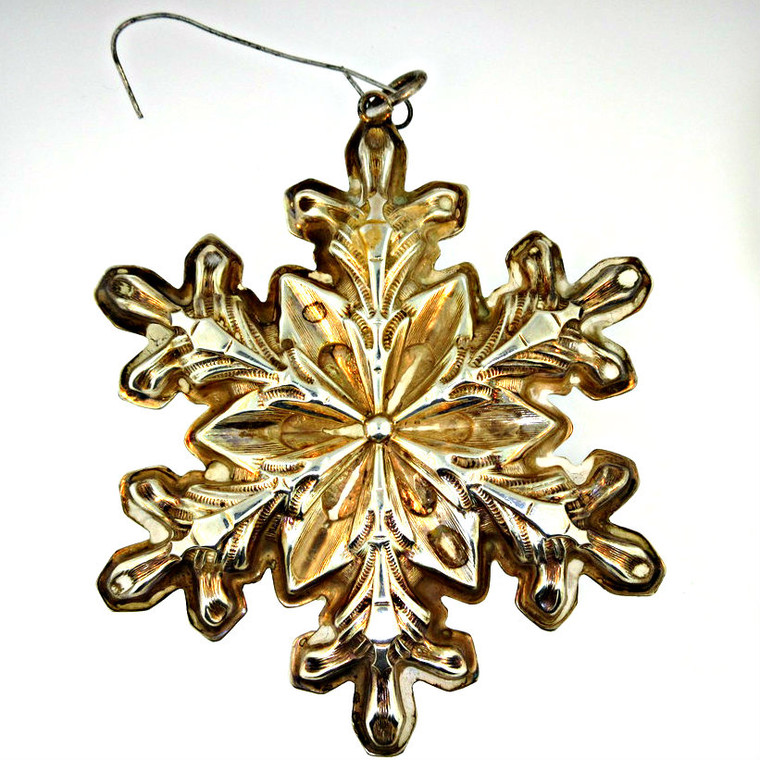 Vintage 1973 Gorham Sterling Silver Snowflake Christmas Ornament (500.931A CB)