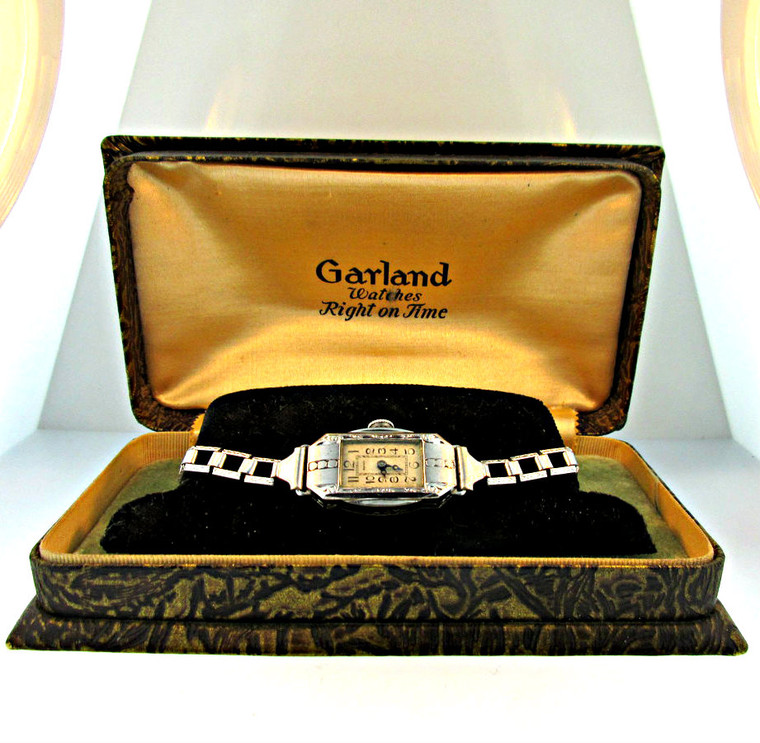 Vintage Garland Watch 6 Jewels Watch Stainless Steel Case and Band with Original Box (3003982 CB)