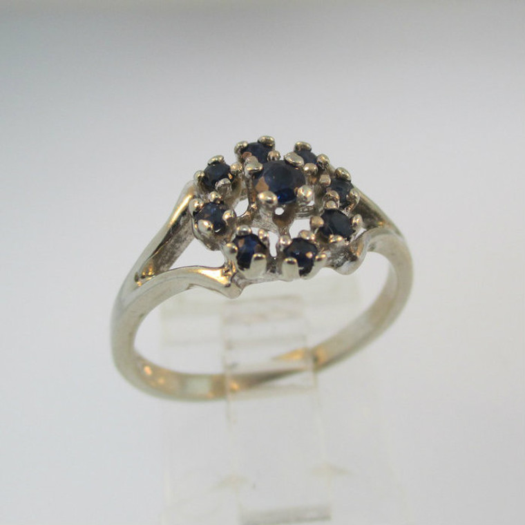 Vintage 10k White Gold Sapphire Ring Size 6 1/2