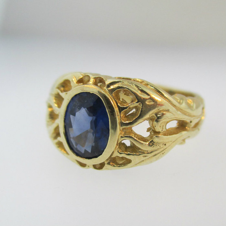 14k Yellow Gold Sapphire Ring Size 5 3/4