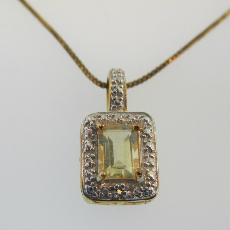 Gold Plated Sterling Silver Citrine CZ Pendant Necklace*