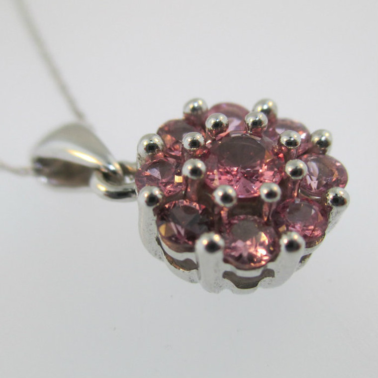 14k White Gold Pink Topaz Pendant and Necklace