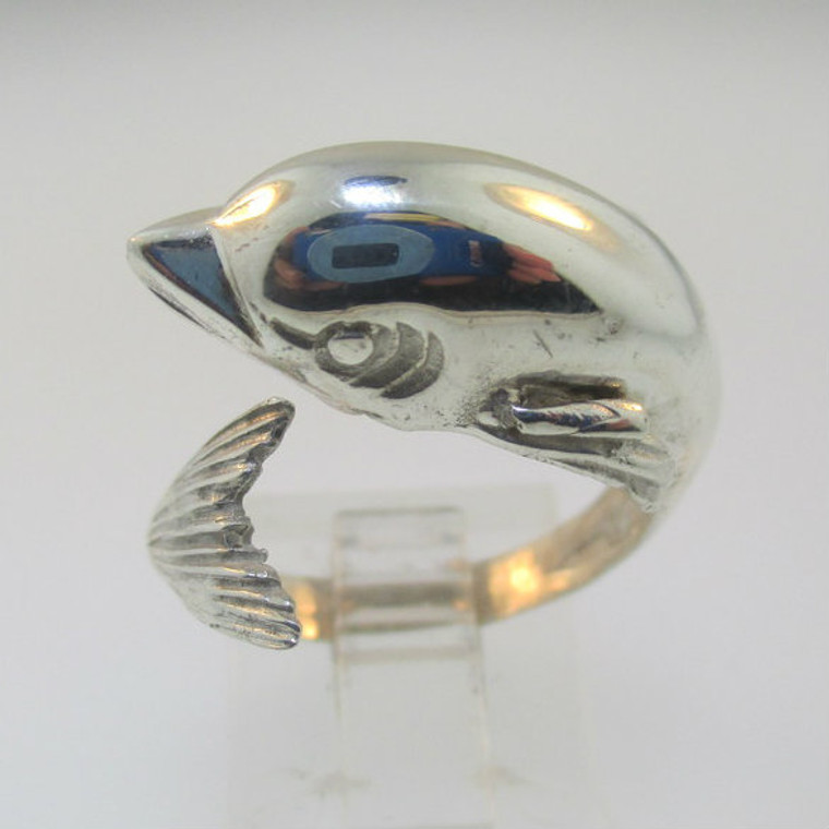 Sterling Silver Expandable Dolphin Ring Size 8