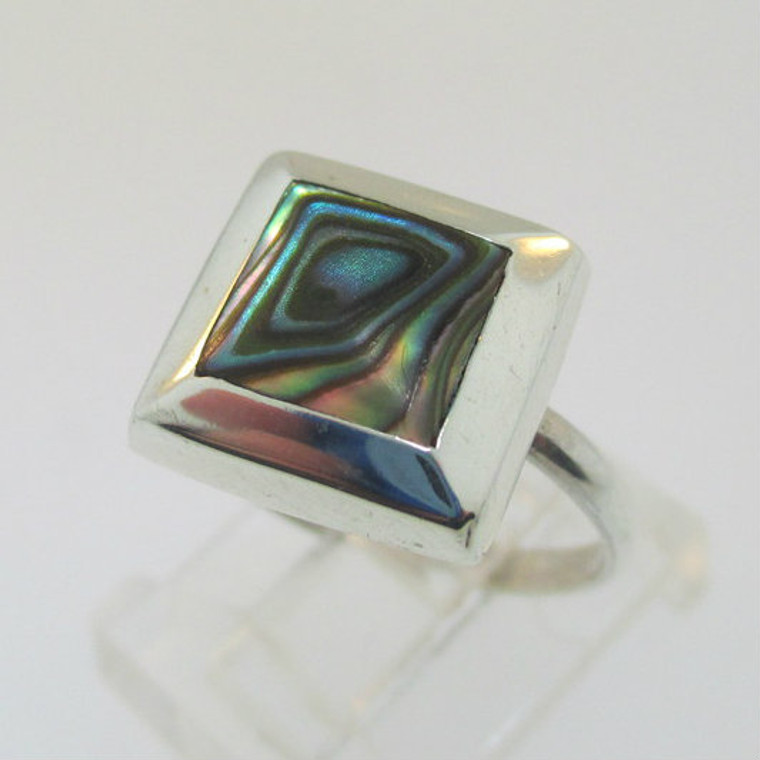 Sterling Silver Abalone Square Ring Size 6.25