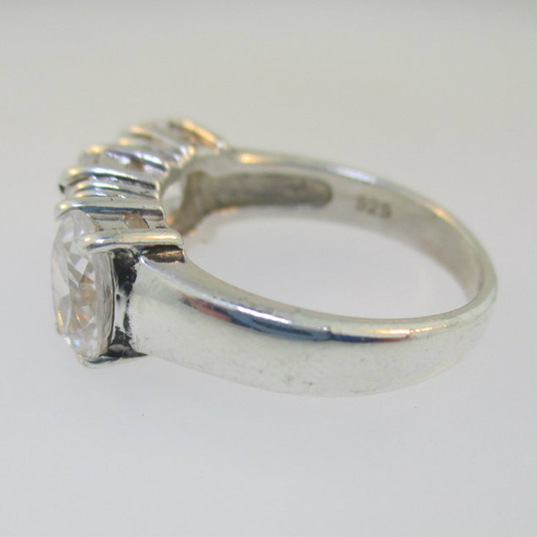 Sterling Silver CZ Three Stone SETA Ring Size 6 - American Antiques and ...