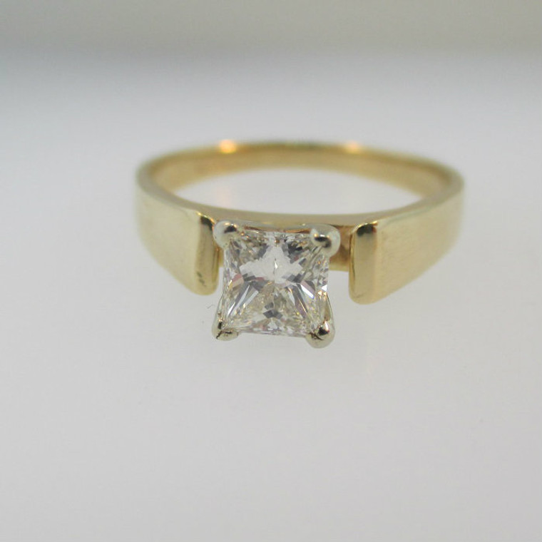 14k Yellow Gold Approx .60ct Princess Cut Solitaire Diamond Ring Size 7 3/4