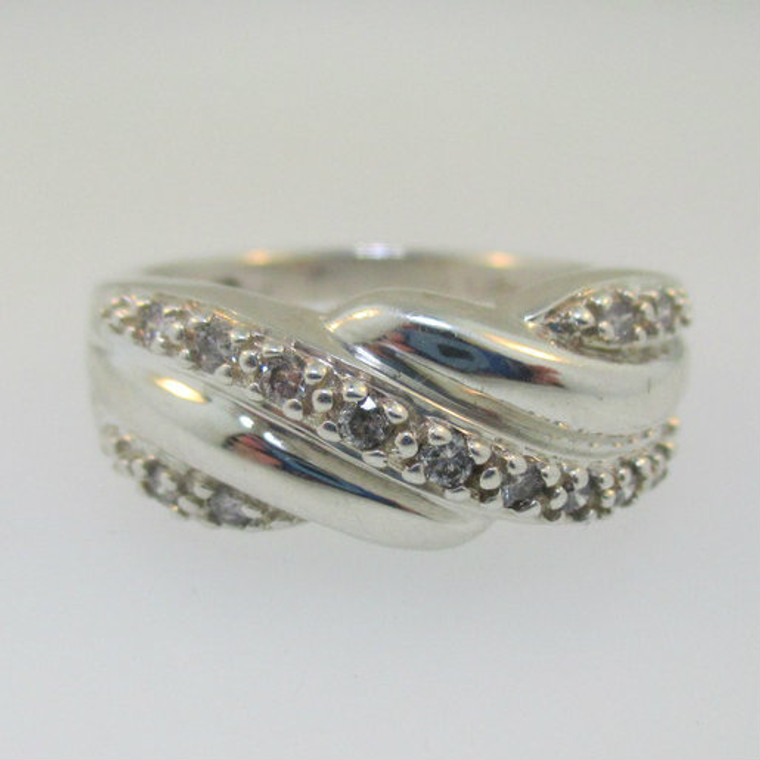 Sterling Silver Diamond Twist Ring Size 8