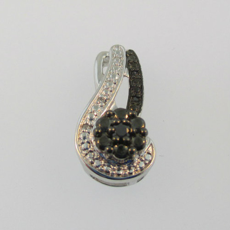 Sterling Silver Black and White Diamond Pendant