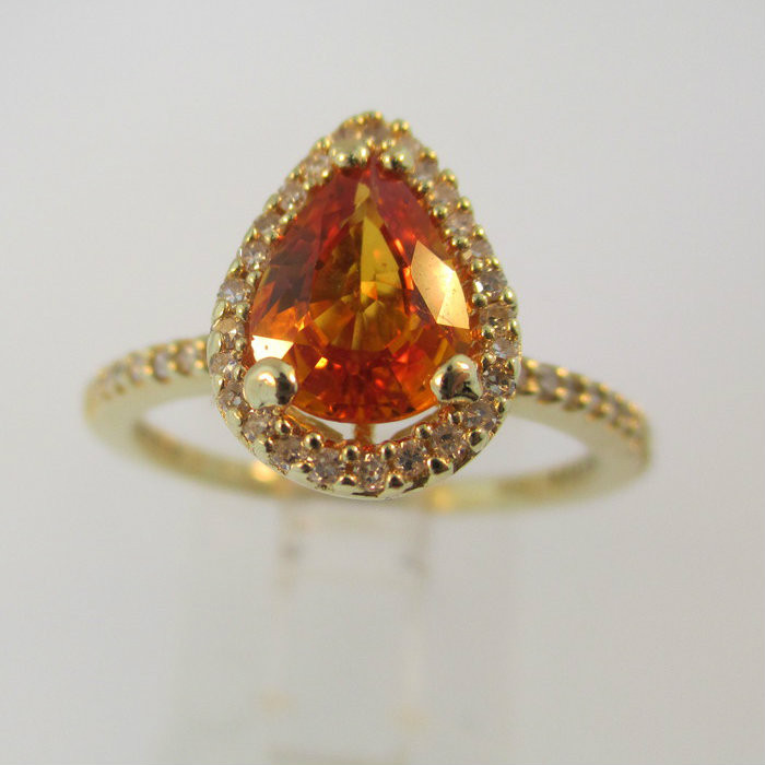 Effy 14k Yellow Gold Citrine and Diamond Ring Size 7 1/2