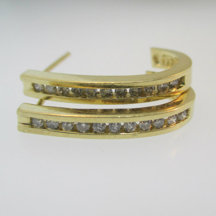 14k Yellow Gold Approx .25ct Diamond Hoop Earrings