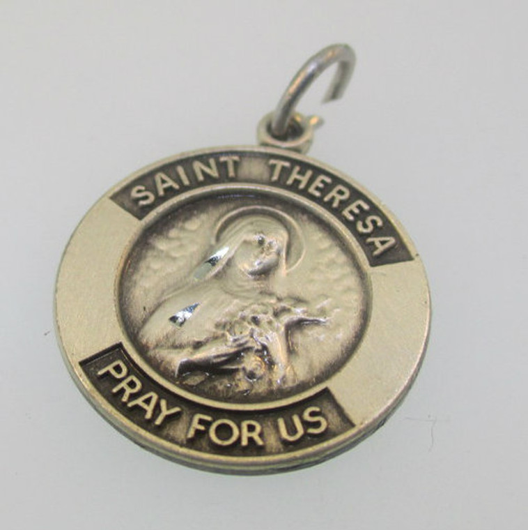 Sterling Silver Saint Theresa Miraculous Medal Pendant Charm