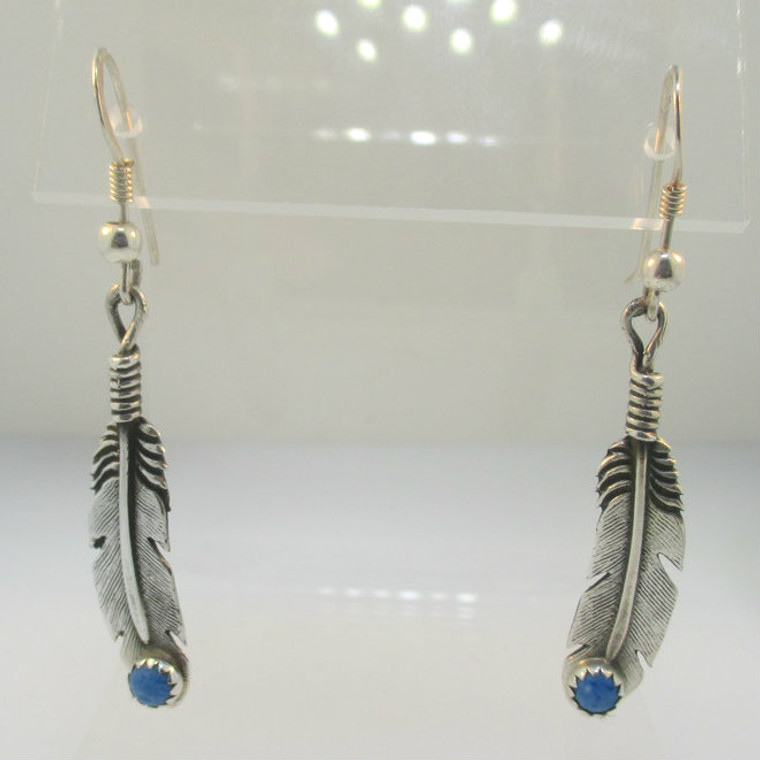 Sterling Silver Turquoise Feather Earrings 