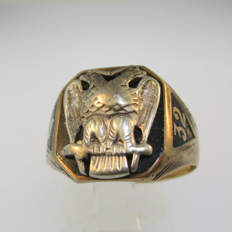 10k Yellow Gold Masonic Ring 32nd Degree Size 8 