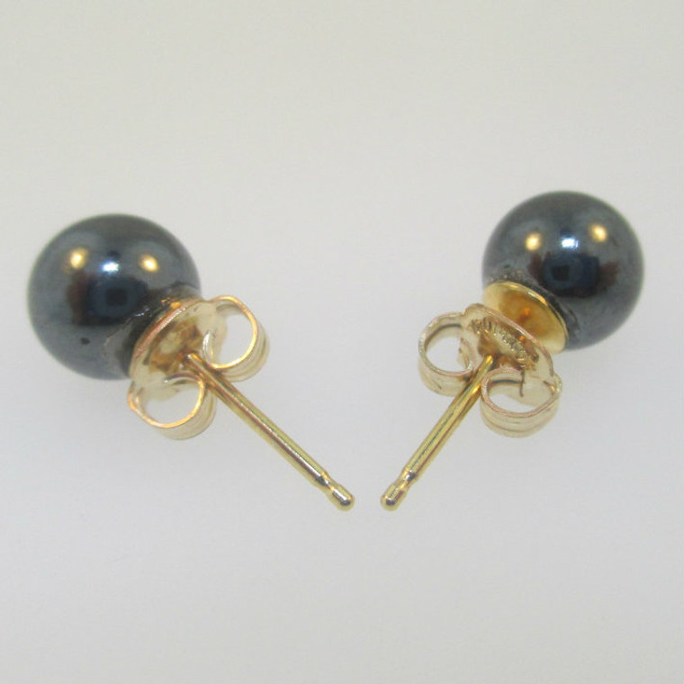 Gold Filled Hematite Post Back Earrings 