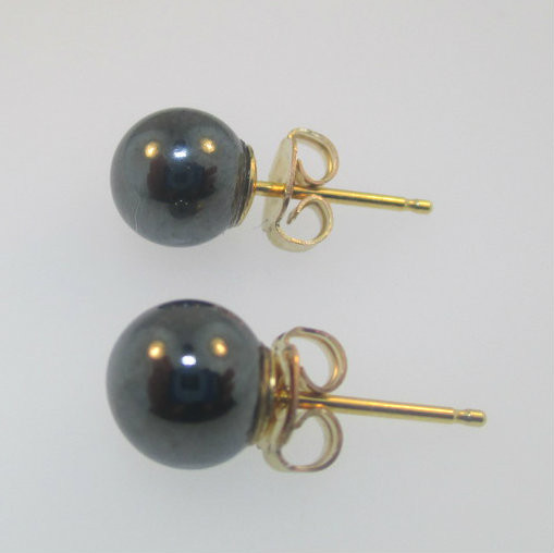 Gold Filled Hematite Post Back Earrings
