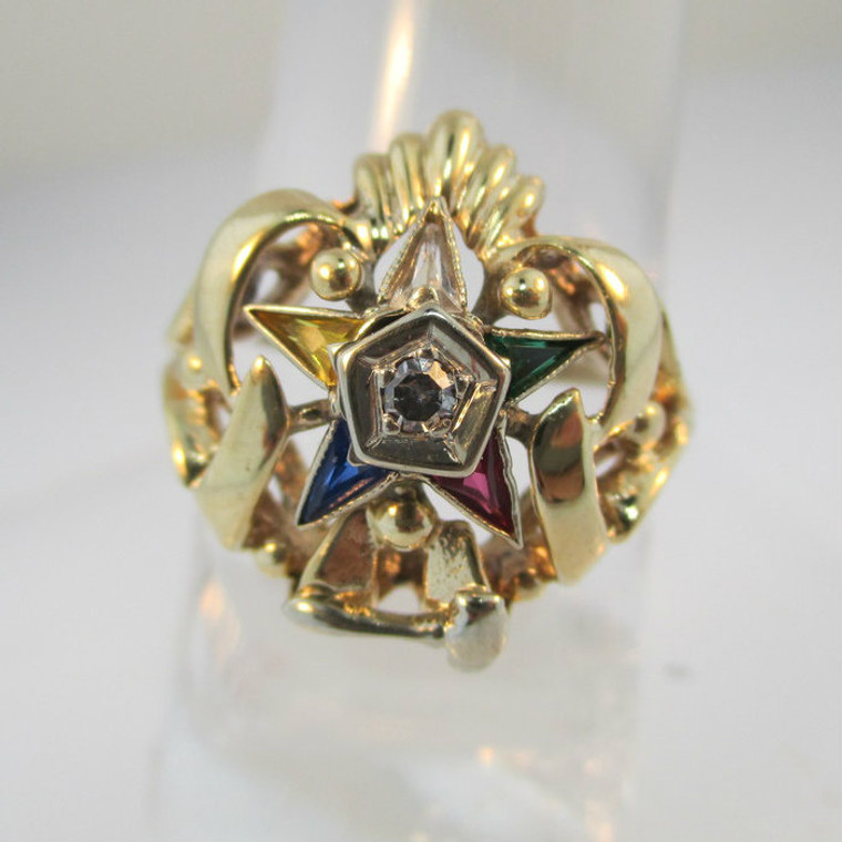 10k Yellow Gold Eastern Star Ring Size 6 3/4