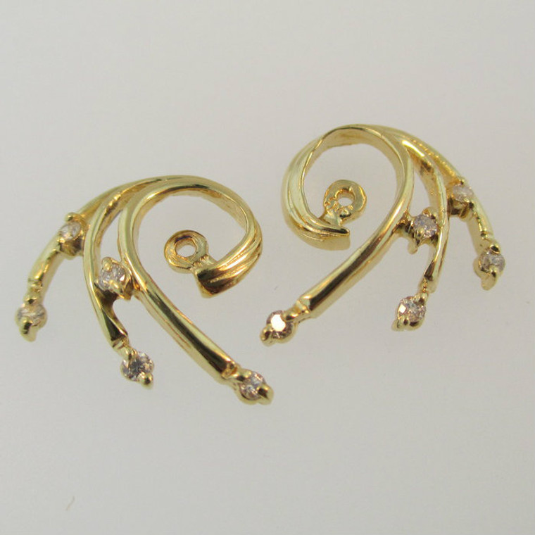 14k Yellow Gold Diamond Earring Jackets