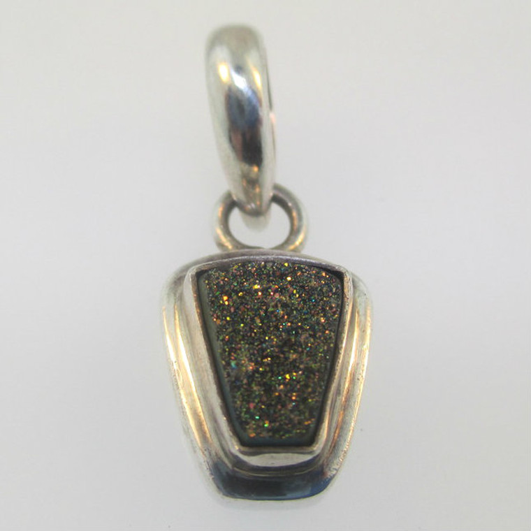 Sterling Silver Black Druzy Pendant with Movable Clasp
