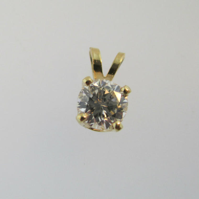 14k Yellow Gold Approx .40ct Round Brilliant Cut Diamond Pendant