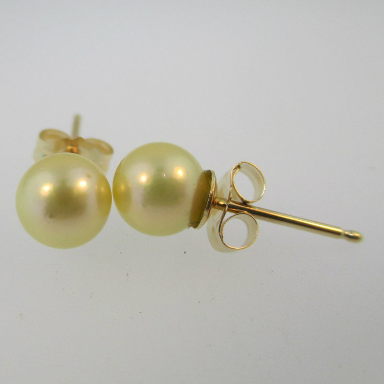 14k Yellow Gold 5.8mm Pearl Stud Earrings