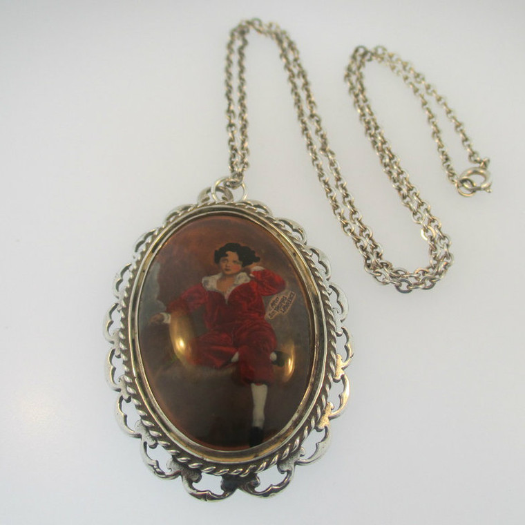 Vintage Silver The Red Boy Portrait Sir Thomas Lawrence Necklace