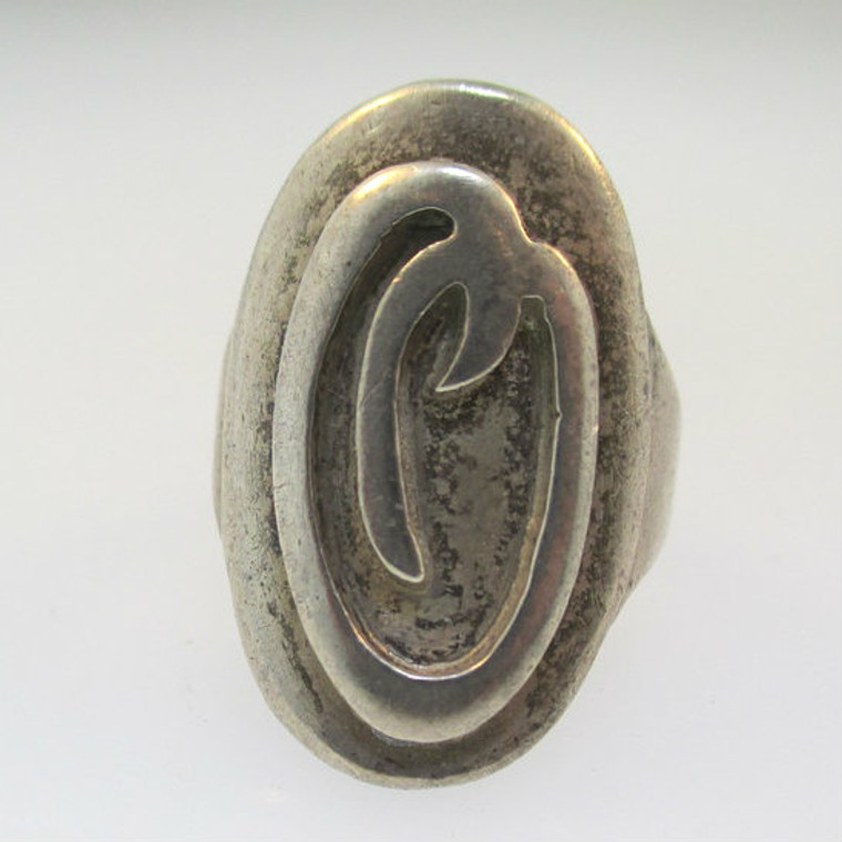 Vintage Sterling Silver Signet Ring Initial O Ring Size 3