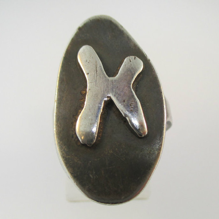 Vintage Sterling Silver Signet Ring Initial K Ring Size  8 1/4