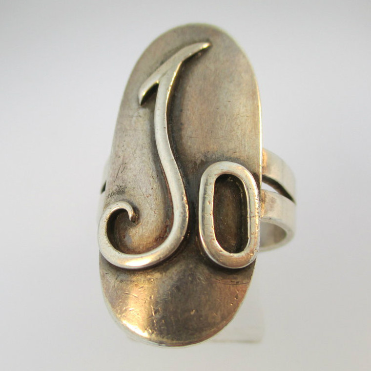 Vintage Sterling Silver Signet Initial Jo Ring Size 8 1/4