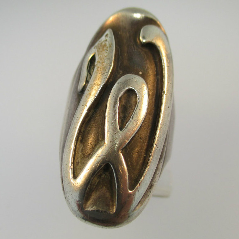 Vintage Sterling Silver Signet Initial W Ring Size 3 1/2