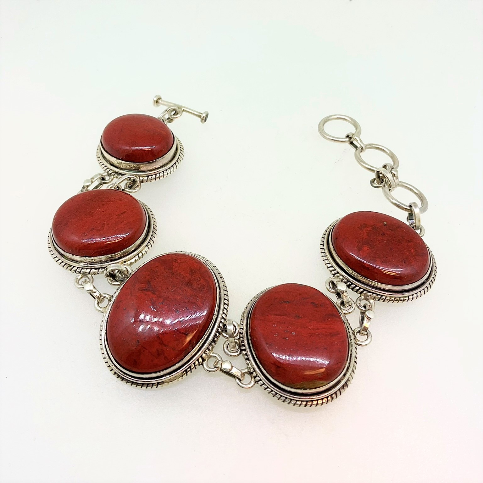 Sterling Silver and Red Jasper Bracelet