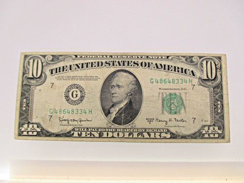 1950 10 Dollar Bill. C Series. No in God We Trust on the Bill. 