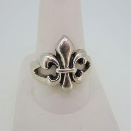 Vintage Sterling Silver Fleur de Lis Cutout Ring Size 11.75