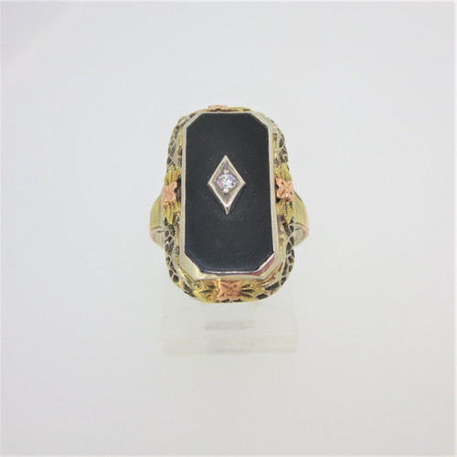 art deco black onyx ring