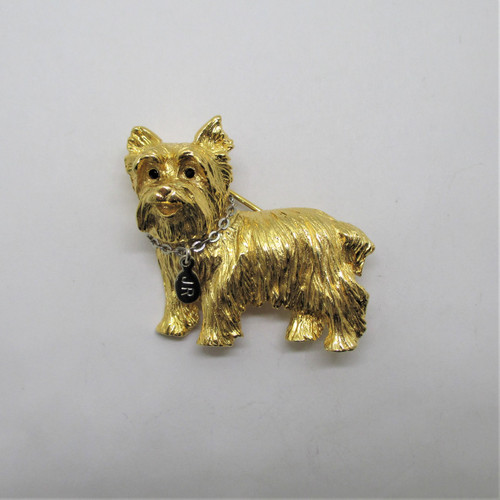 Buy the Designer Joan Rivers Gold-Tone Yorkshire Terrier Dog Shape Brooch  Pin