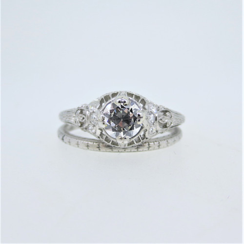 Vintage Platinum APP 1/2ct Euro Cut Diamond Engagement Ring Engraved