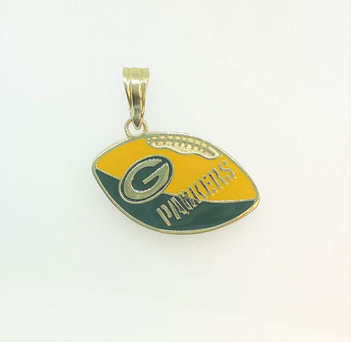 14K Yellow Gold NFL 1996 Packers Logo Football Accents Necklace