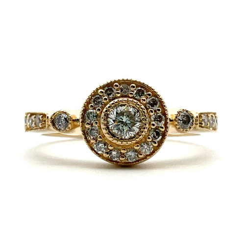 EFFY 14K Y Gold Diamond AP 1/3 CTTW Halo Engagement Ring Size 7