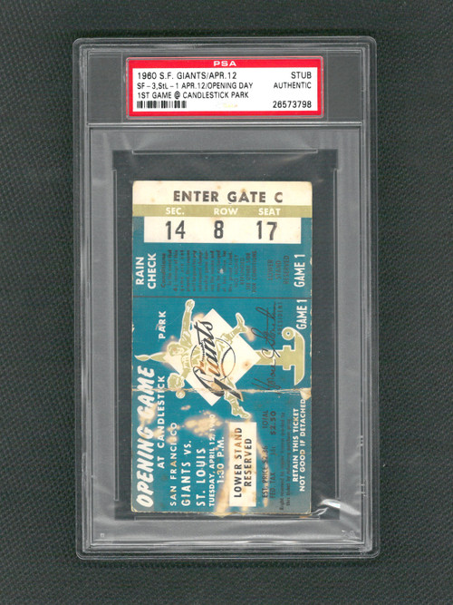 1960 San Francisco Giants Candlestick Park 1st Game Ticket Stub PSA
