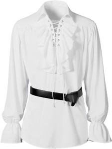 Renaissance Piratentuniek met Pofmouwen - Unisex - Wit Renaissance Piratentuniek met Pofmouwen - Unisex - Wit