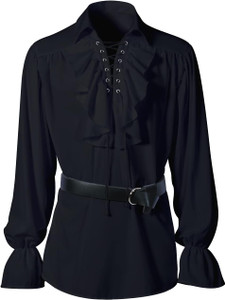 Renaissance Piratentuniek met Pofmouwen - Unisex - Zwart