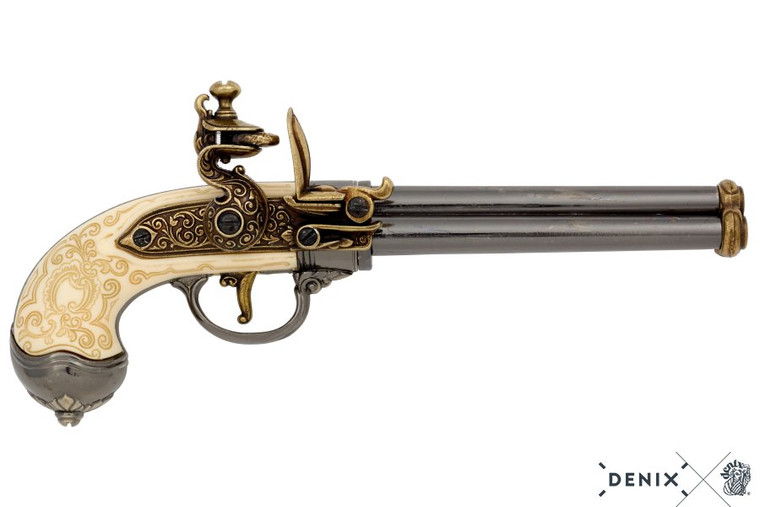 Denix Lorenzoni Flintlock Pistool met Roterende Drieloop - Italië - 1680 - Ivoor/Goud | Avothea Store